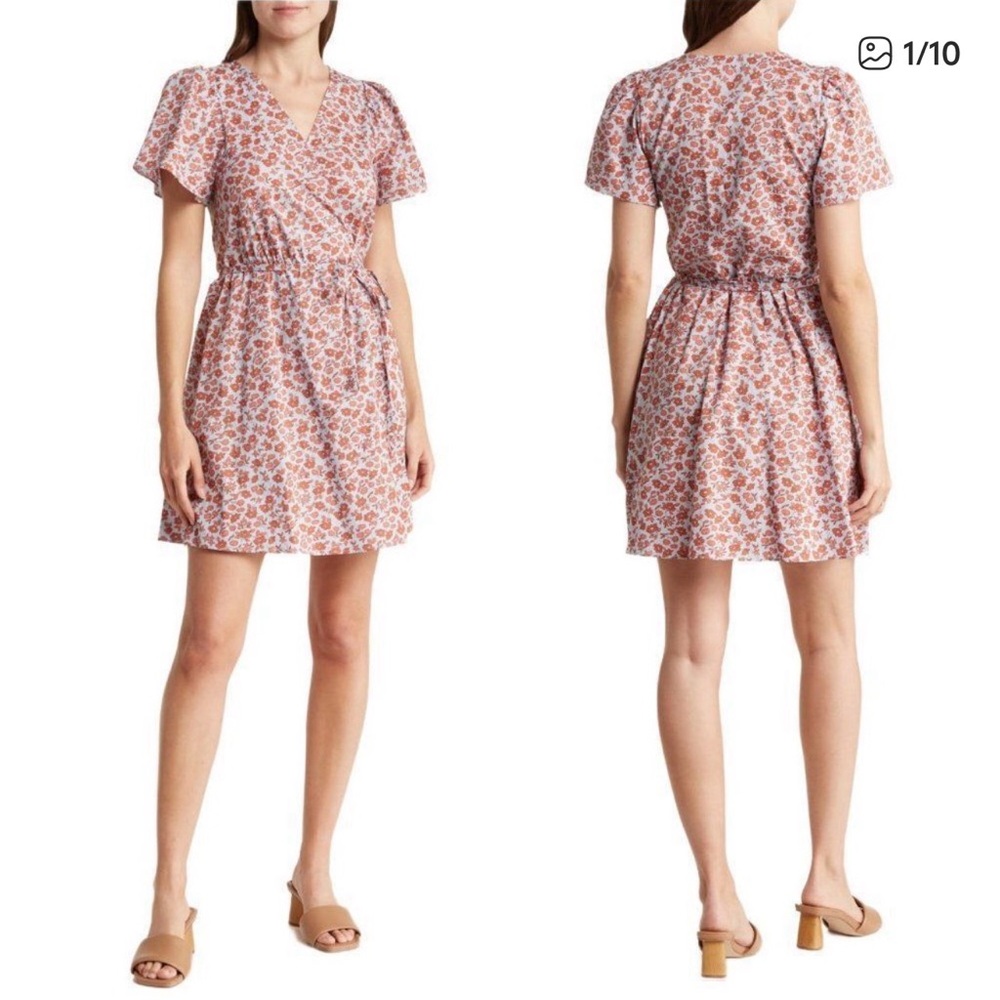 Madewell Pink Floral Wrap-Style Mini Dress